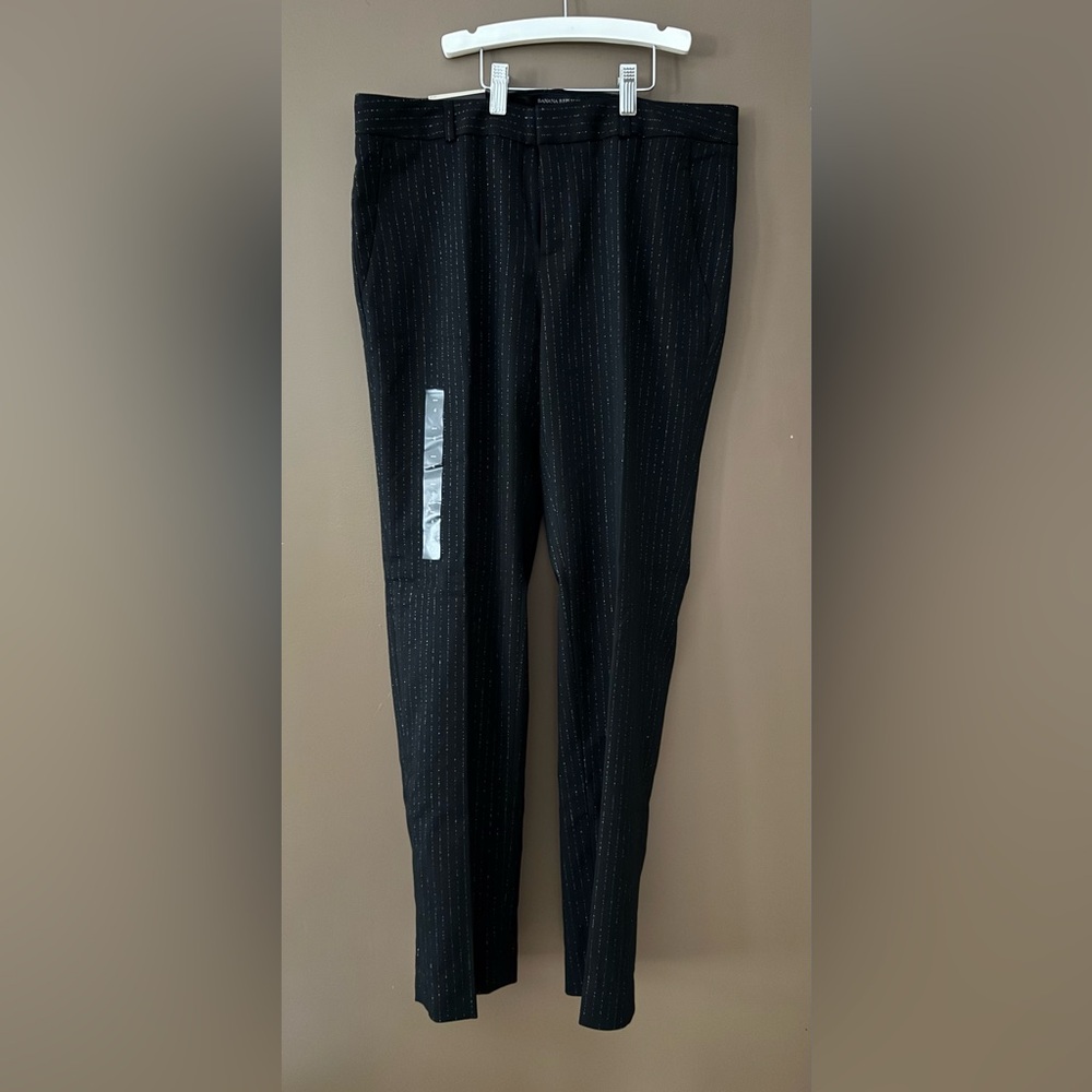 NWT Banana Republic Black with glitter Pinstripe Dress Pants